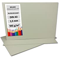 Cartón de encuadernación de 1-5 mm - Cartón extremadamente resistente- color DIN A3 gris y marrón – 1-5 mm. 10 unidades